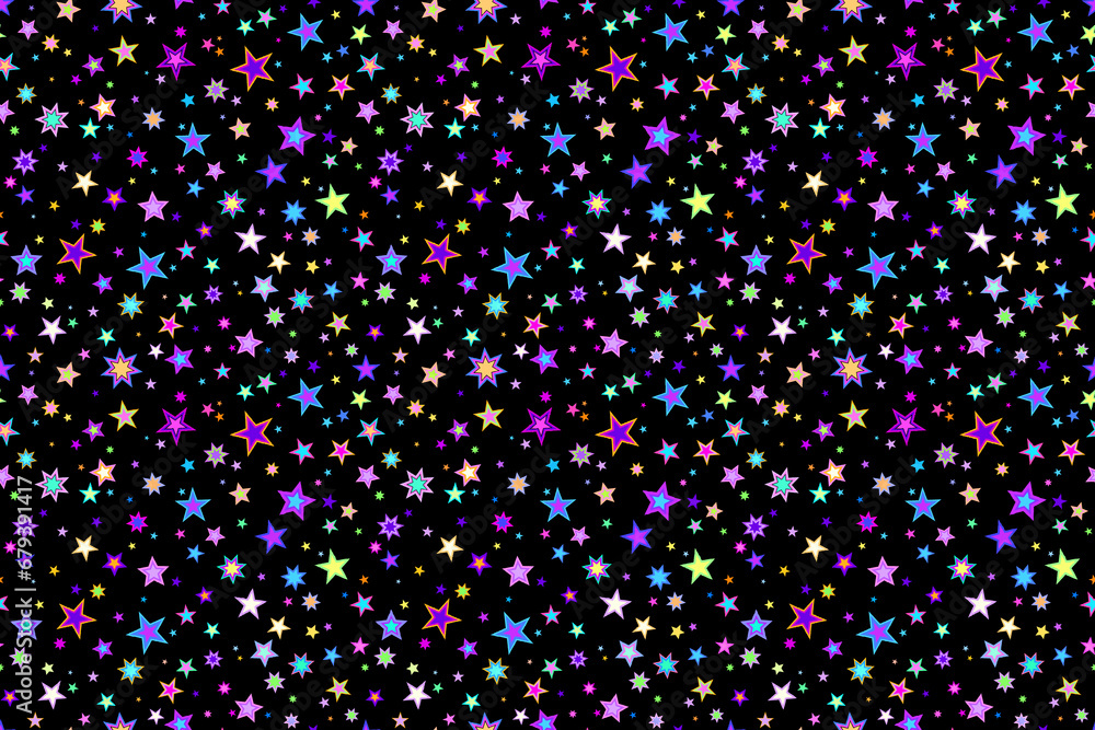 Bright colorful stars on a black background