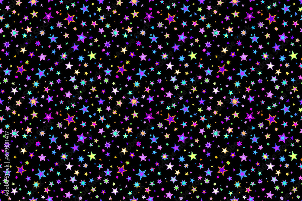 Bright colorful stars on a black background Bright colorful stars on a black background