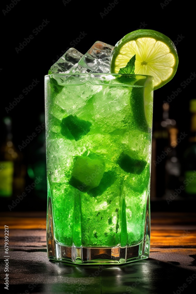 drink served in a glass with lemon and ice drink served in a glass with lemon and ice