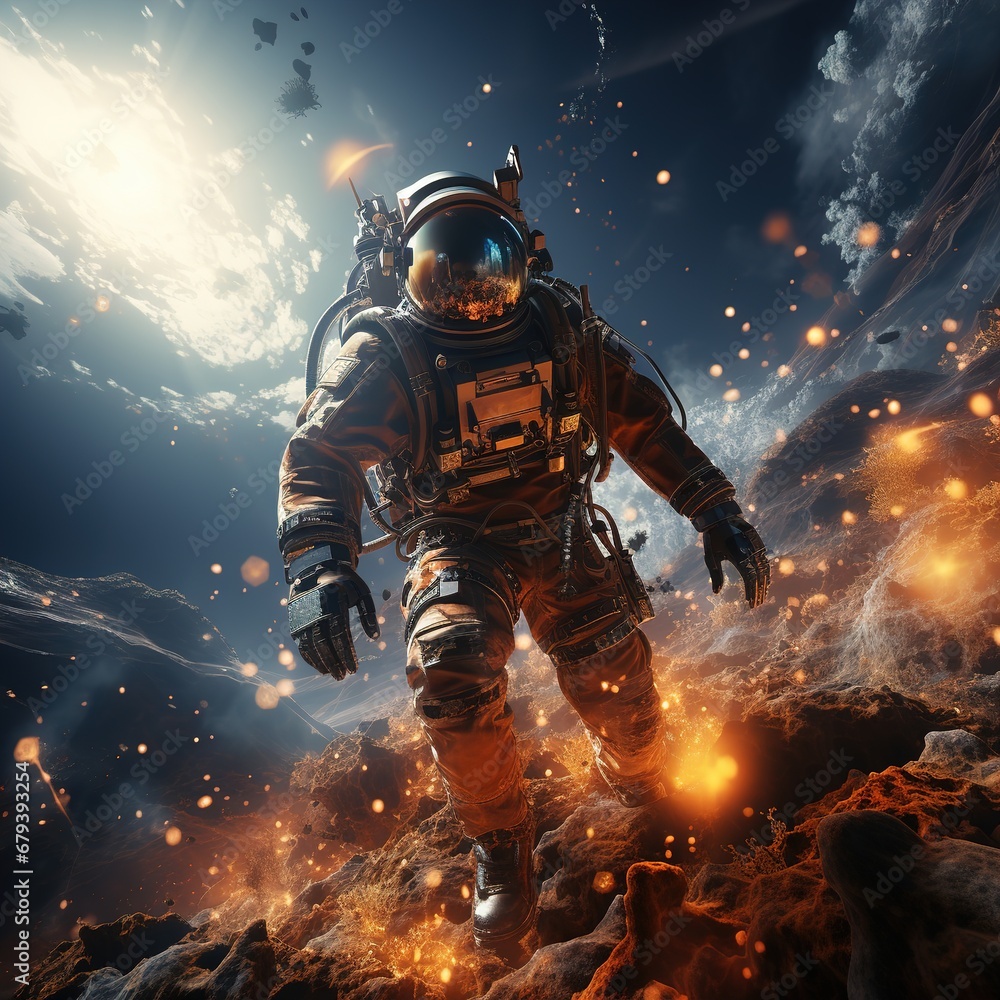 Fototapeta premium Astronaut in outer space. Ai generative