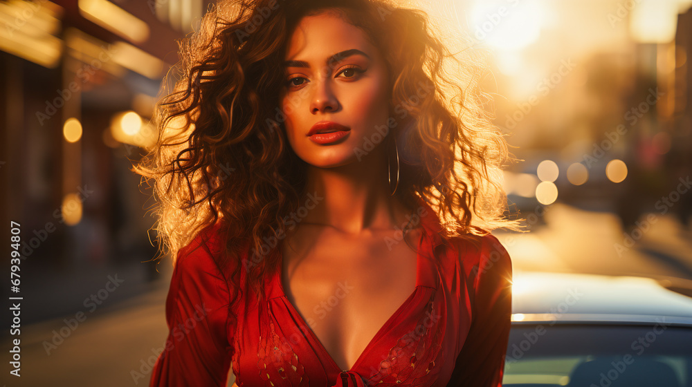 portrait of a woman in the evening light smiling portrait of a woman in the evening light smiling