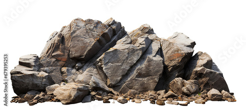 Rocky rugged landscape with stones, cut out photo