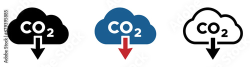 CO2 reduction flat vector icons