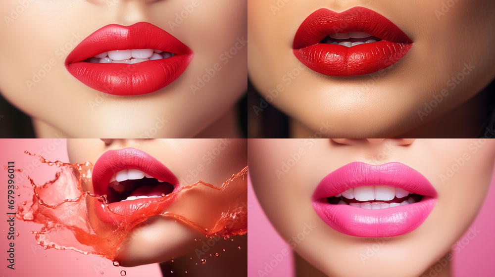 Fototapeta premium close up portrait of woman with red lips