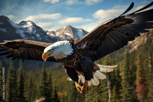 Wallpaper Mural A close encounter with a majestic bald eagle in flight, celebrating the splendor of wildlife and freedom. Generative Ai. Torontodigital.ca