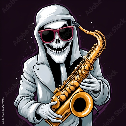 Ghost Playing Saxophone and Wearing Sunglasses Generative AI