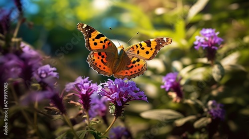 colorful butterfly on flower cinematic bright color vibration generative AI
