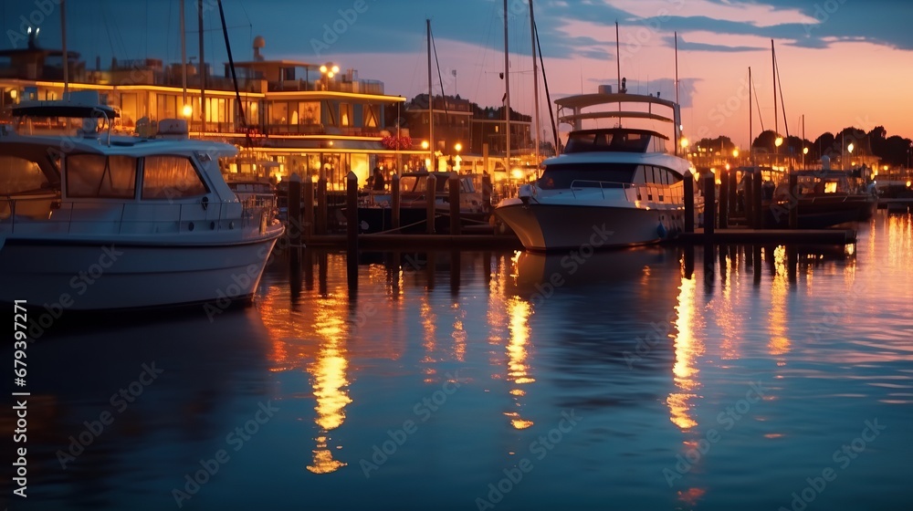 evening atmosphere on the harbor background generative AI