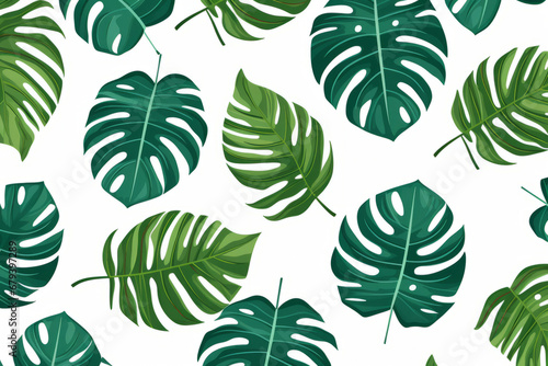 Monstera leaves  plant motif  decoration. Big leaves with holes.