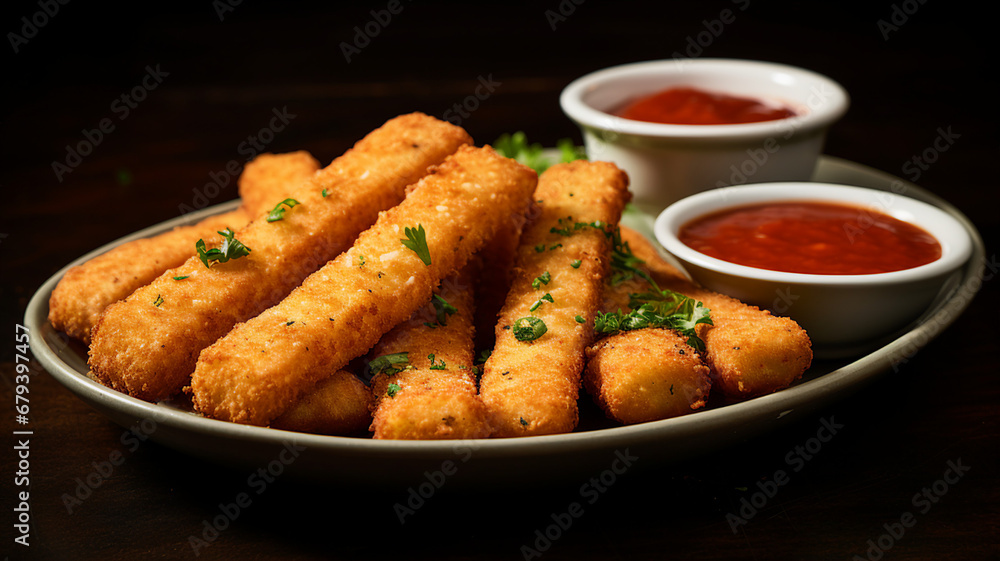 Crispy Mozzarella Sticks with Marinara Dip Crispy Mozzarella Sticks with Marinara Dip