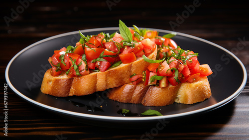 Crispy Bruschetta with Ripe Tomatoes and Basil