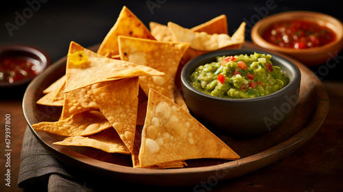 Crispy Tortilla Chips with Salsa and Guacamole