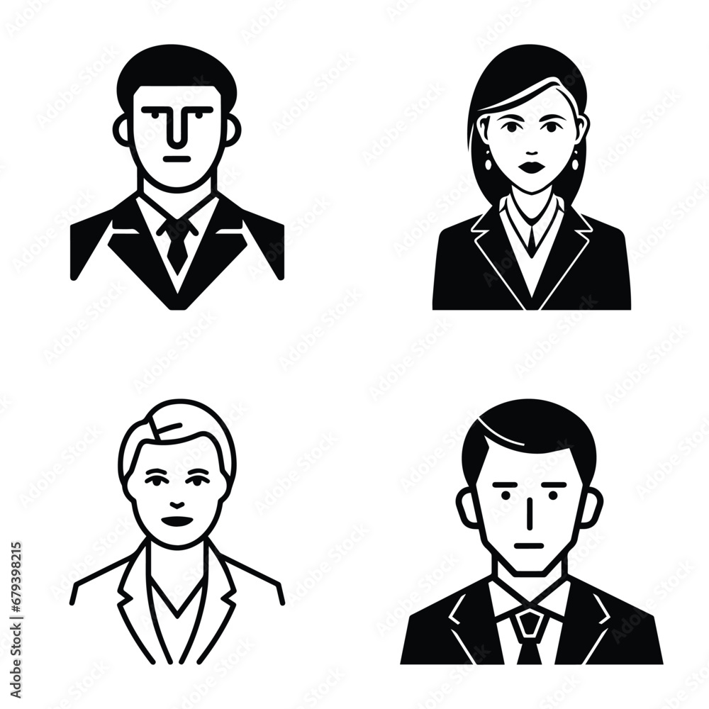 Business People Flat Icon Set Isolated On White Background Business People Flat Icon Set Isolated On White Background