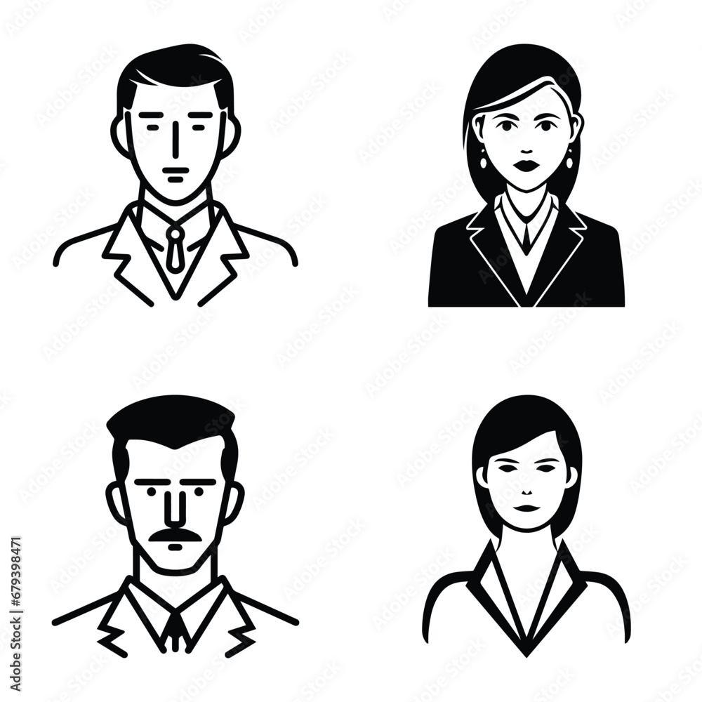 Business People Flat Icon Set Isolated On White Background Business People Flat Icon Set Isolated On White Background