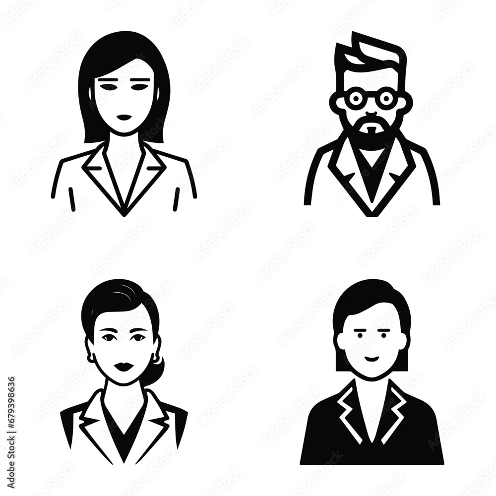 Business People Flat Icon Set Isolated On White Background Business People Flat Icon Set Isolated On White Background