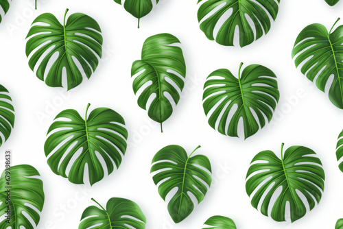 Monstera leaves  plant motif  decoration. Big leaves with holes.