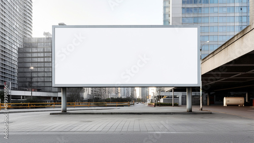 blank white road billboard with bangkok cityscape background