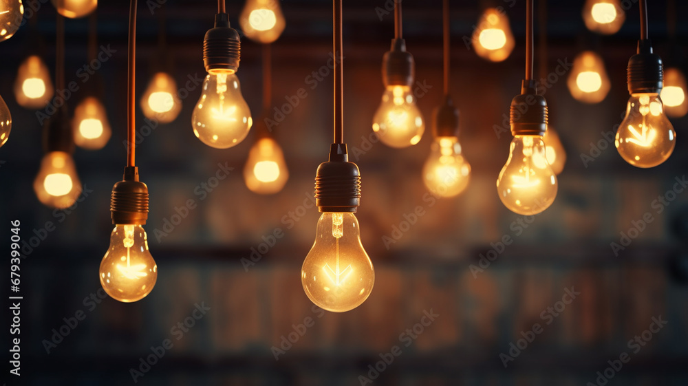 Loft style light bulbs hanging in the air Loft style light bulbs hanging in the air