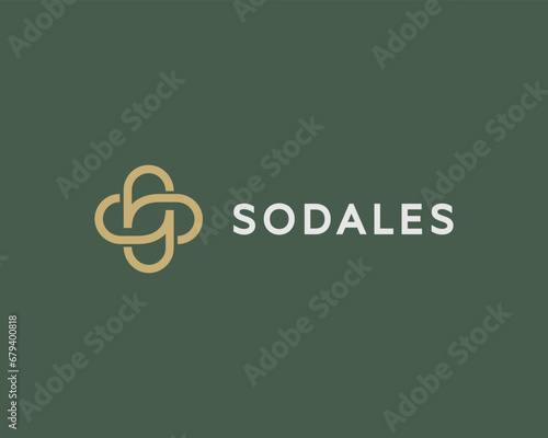 Linear cross plus linear logo. Universal pharmacy clinic premium logotype. Vector illustration.