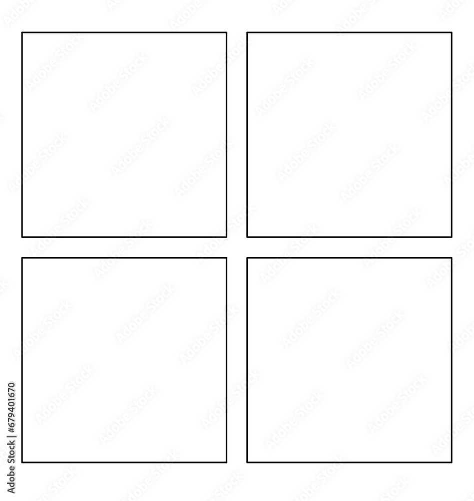 Set of four squares isolated on transparent background. Thin outline. Collection of frames. Set of four squares isolated on transparent background. Thin outline. Collection of frames.