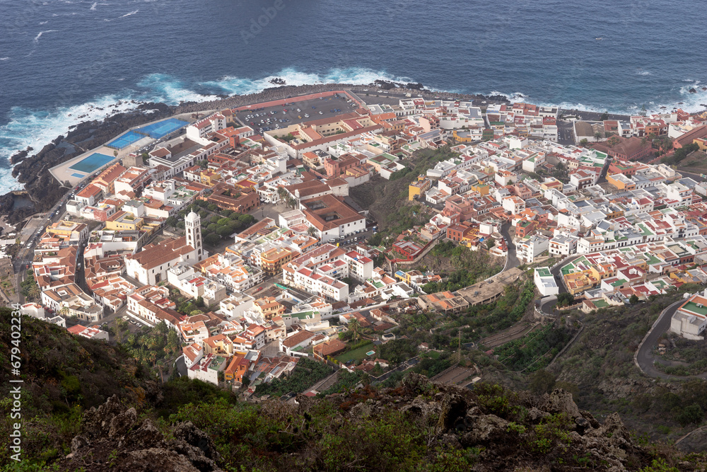 Garachico top view. Garachico town by the ocean in Tenerife island, Canary Islands, Spain