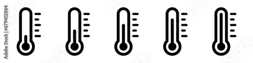 Thermometer icons. Set of thermometers on an isolated background. Temperature scale symbol. Vector illustration EPS 10