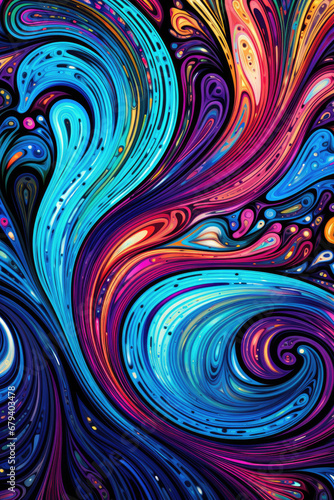 Cosmic Nebula: Vibrant Abstract Rainbow., Rainbow markers vibrant illustration