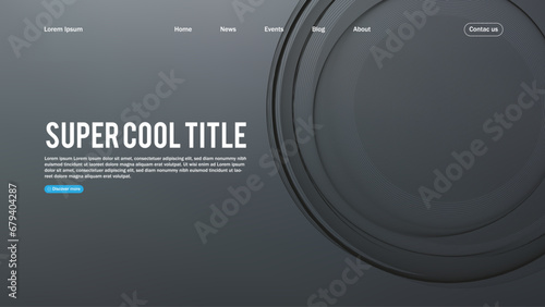 Landing page abstract design with sphere element. Template for website or app.
