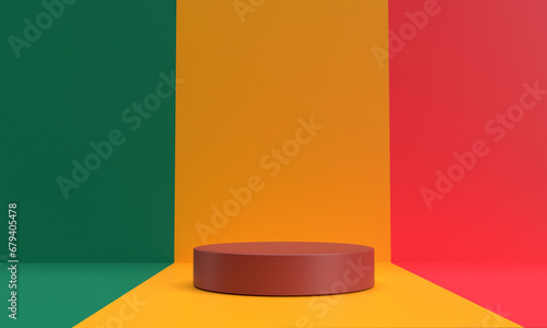 Podium stage stand showcase exhibition dais design green yellow orange red pink color symbol decoration black history month african american human right culture studio template product prsentation photo