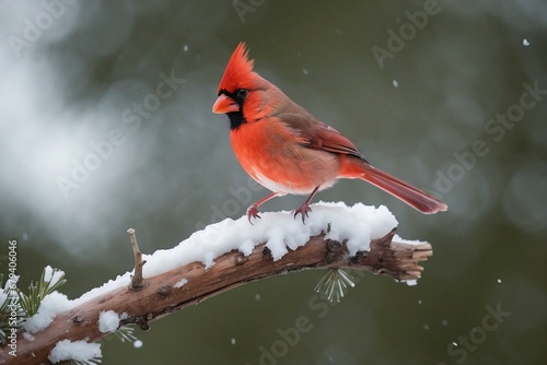 Cardinal on Snow Branch