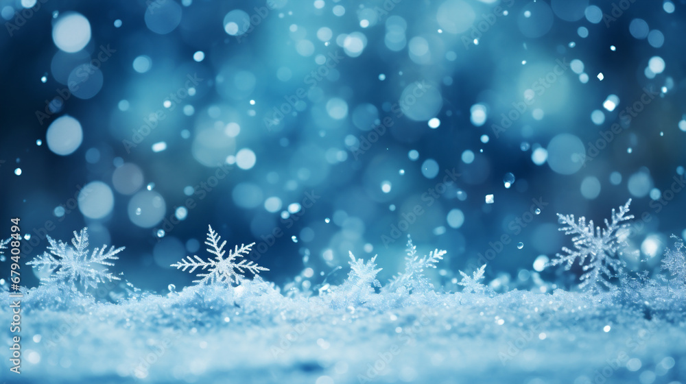 Christmas background with snowflakes on blue bokeh background. Christmas background with snowflakes on blue bokeh background.