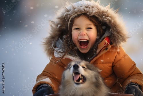 Snowy Laughter: Children Delight in Winter's Magic, Laughing and Playing with Joyful Abandon in the Snow