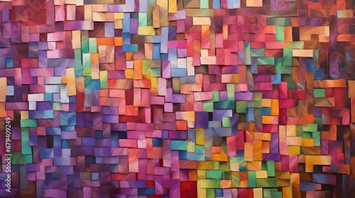 abstract background of multicolored wooden cubes in the form of a rainbow 