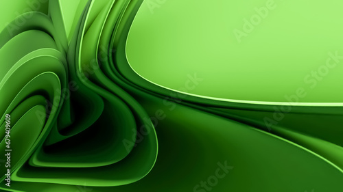 Background illustration with 3D green abstract wavy textured layers with effects photo