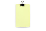 blank light yellow paper card notes isolated,note papers with clip pin,cutout in transparent background,png format