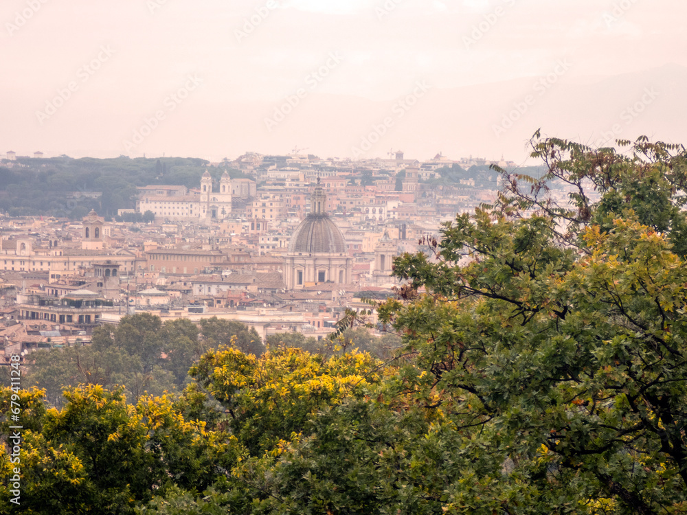 Vista della città di Roma dalla terrazza di Villa Borghese 487