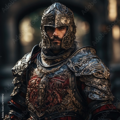 A knight clad in gleaming armor, a symbol of chivalry and valor, standing resolute and ready for noble quests.