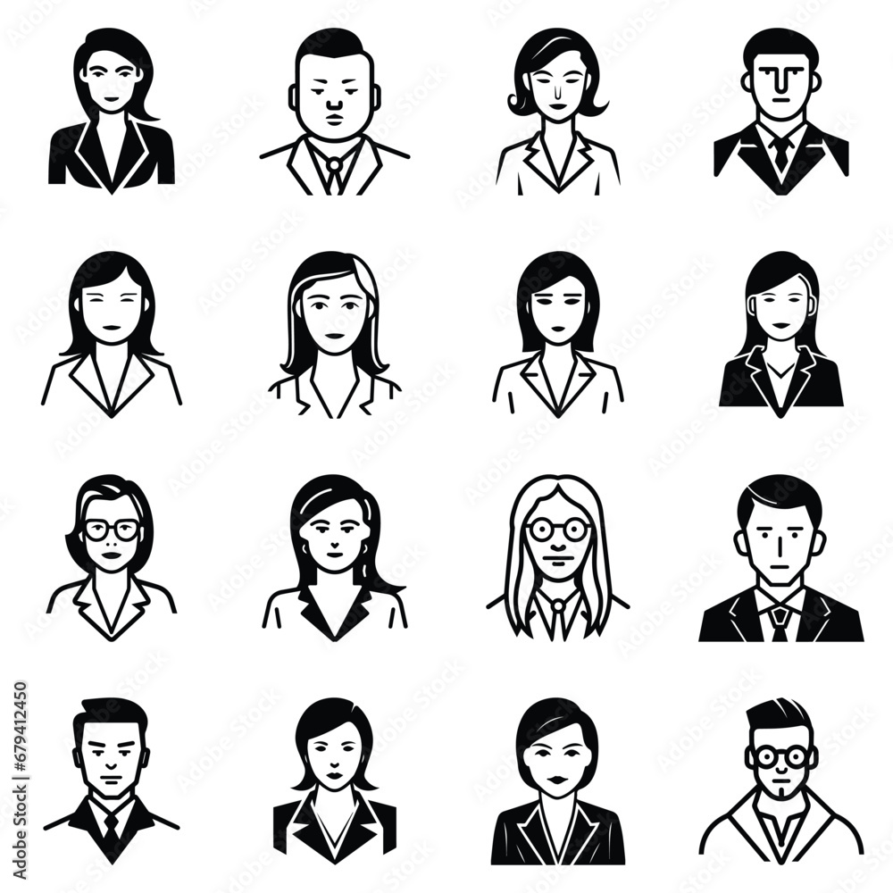 Business People Flat Icon Set Isolated On White Background Business People Flat Icon Set Isolated On White Background