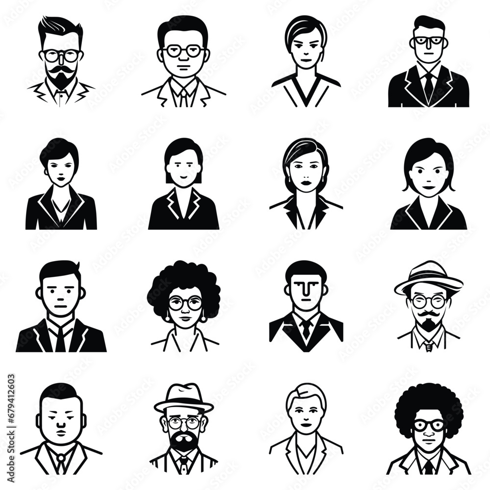Business People Flat Icon Set Isolated On White Background Business People Flat Icon Set Isolated On White Background
