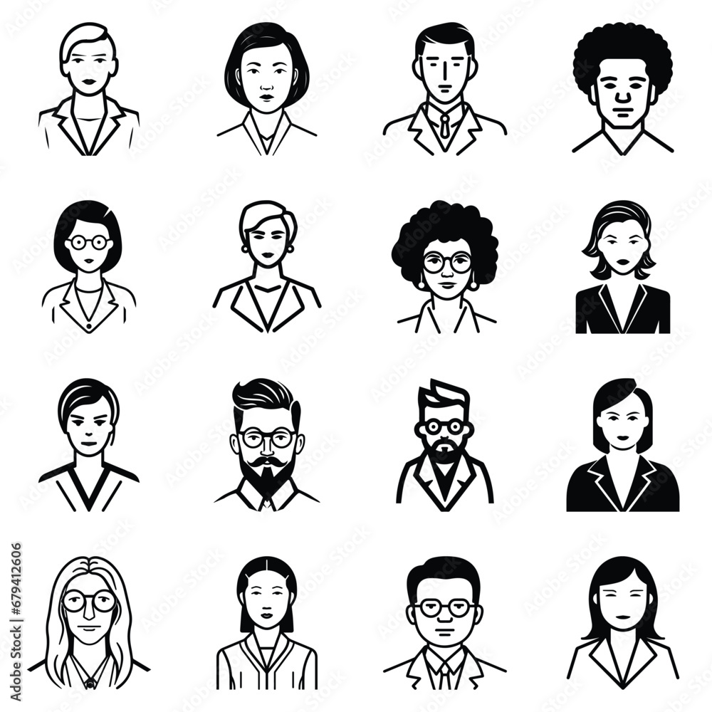 Business People Flat Icon Set Isolated On White Background Business People Flat Icon Set Isolated On White Background