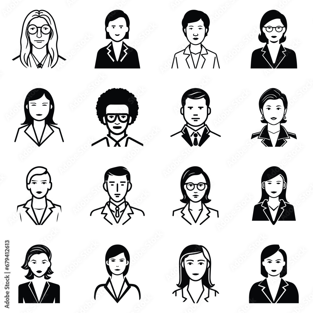 Business People Flat Icon Set Isolated On White Background Business People Flat Icon Set Isolated On White Background