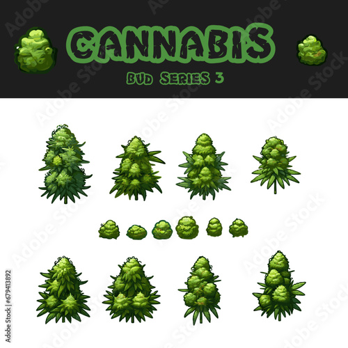 Cannabis Buds Series 3 Marijuana Vector Illustration Set