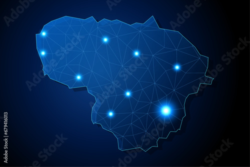 Lithuania - country shape with lines connecting major cities