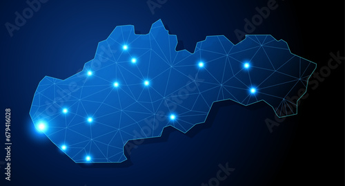 Slovakia - country shape with lines connecting major cities