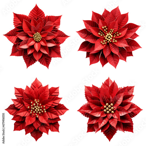 3D poinsettia flower Xmas decorations, AIGENERATED 