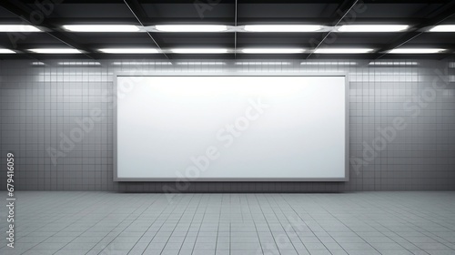 an empty room with a big white board in the middle