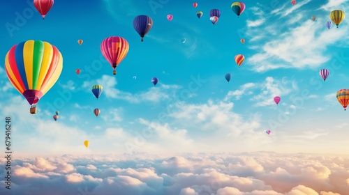 A colorful hot air balloon festival in the sky, creating a festive atmosphere for celebratory streams.