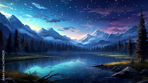 A mesmerizing starry night sky over a tranquil lake, a serene backdrop for stargazing streams.
