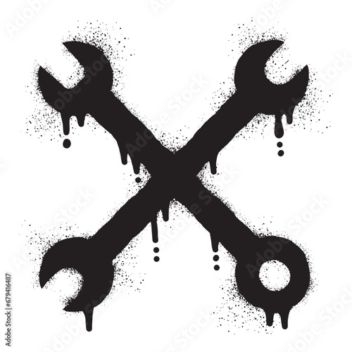 Wrench graffiti with black spray paint