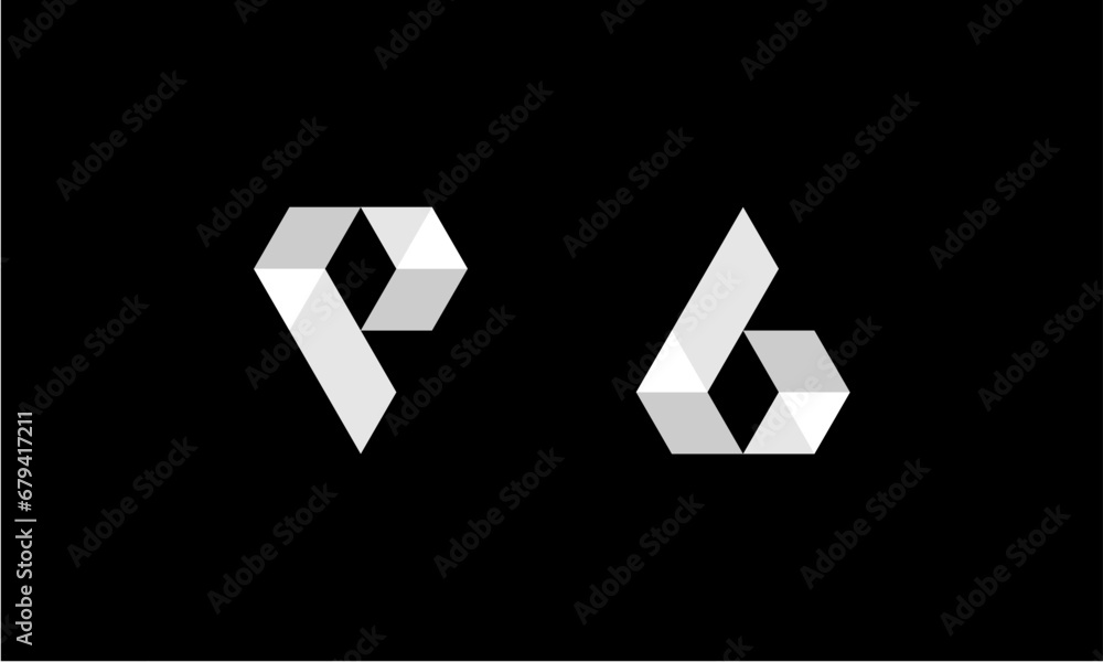 P and B shape diamond abstract logo design - obrazy, fototapety, plakaty 